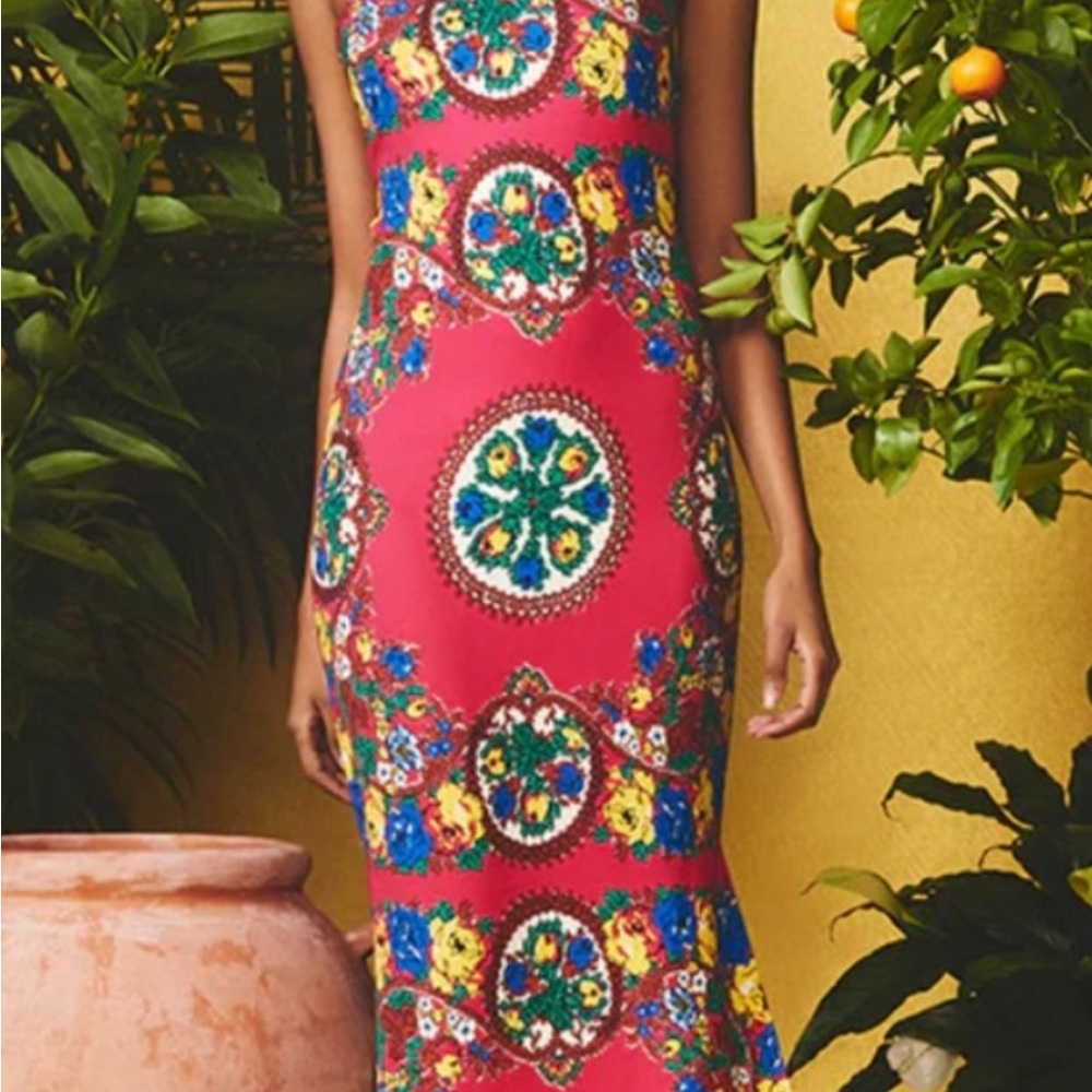 Cara Cara Dria Floral Medallion Pink Sleeveless Maxi Dress Size 6 NWT